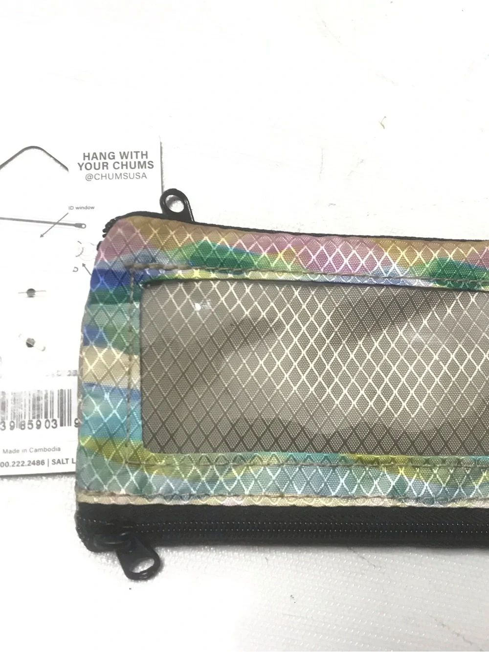 Chums Surfshorts Wallet LTD Blue Green Rip Stop Key Ring ID Zippered Daybreak